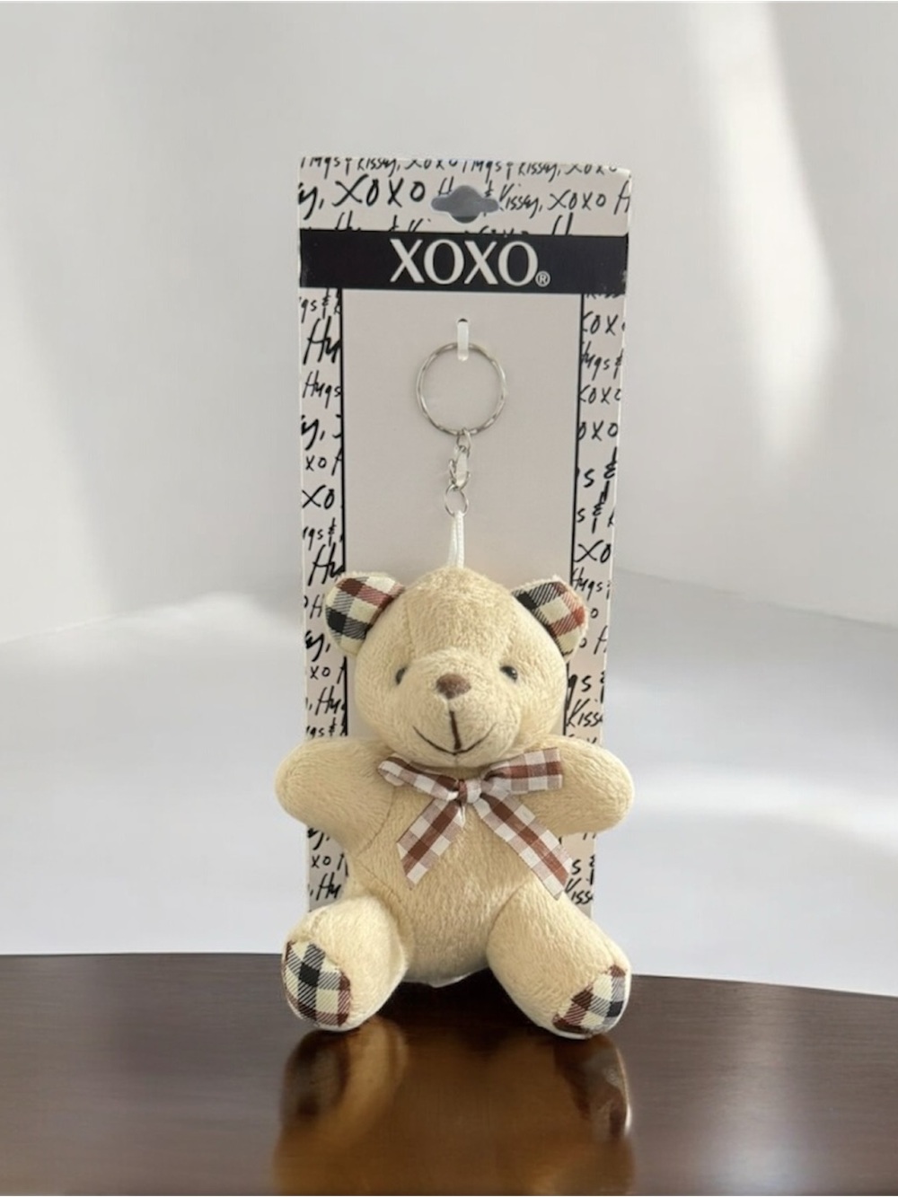 XOXO Brown Plaid Teddy Bear Keychain & Bag Charm